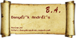 Benyák András névjegykártya
