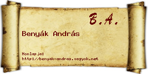 Benyák András névjegykártya